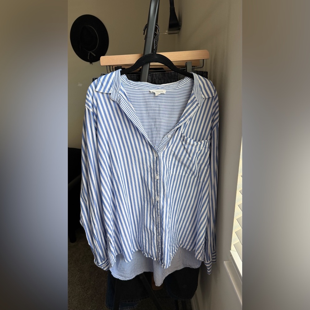 Beachlunchlounge Blue and White Striped Shirt